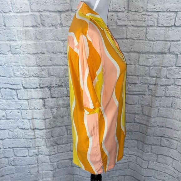 No boundaries brand new button down multicolor short sleeve blouse - Picture 3 of 10